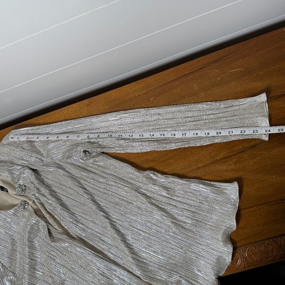 Cachet Evening Jacket & Tank Platinum Open Front with Sparkle Button Closure - Picture 7 of 11